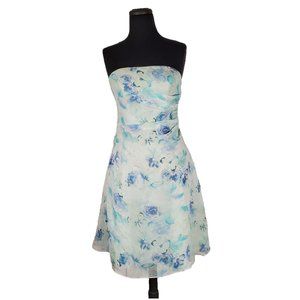 Alfred Angelo (Y2K) Butterfly Print Strapless Midi Dress Sz. 10